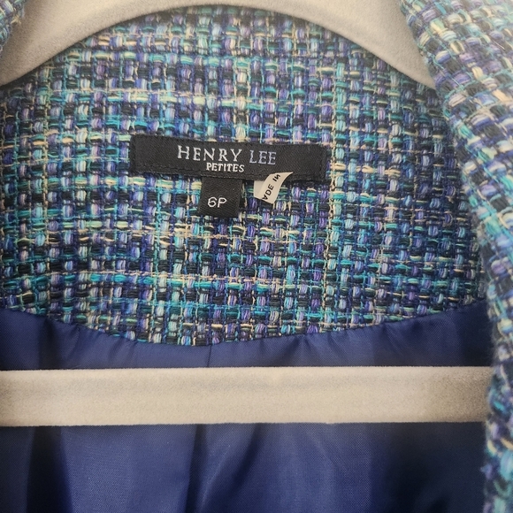 Henry Lee  Blue Tweed Women's blazer Vintage - Picture 4 of 7